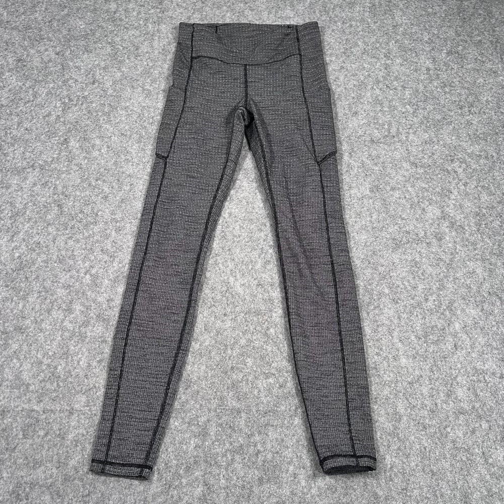 Lululemon Athletic Teeny Tooth White Black Speed Up 28" Tights Women's Size 6